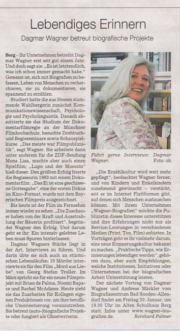 Vortragsankündigung in der Süddeutschen Zeitung!